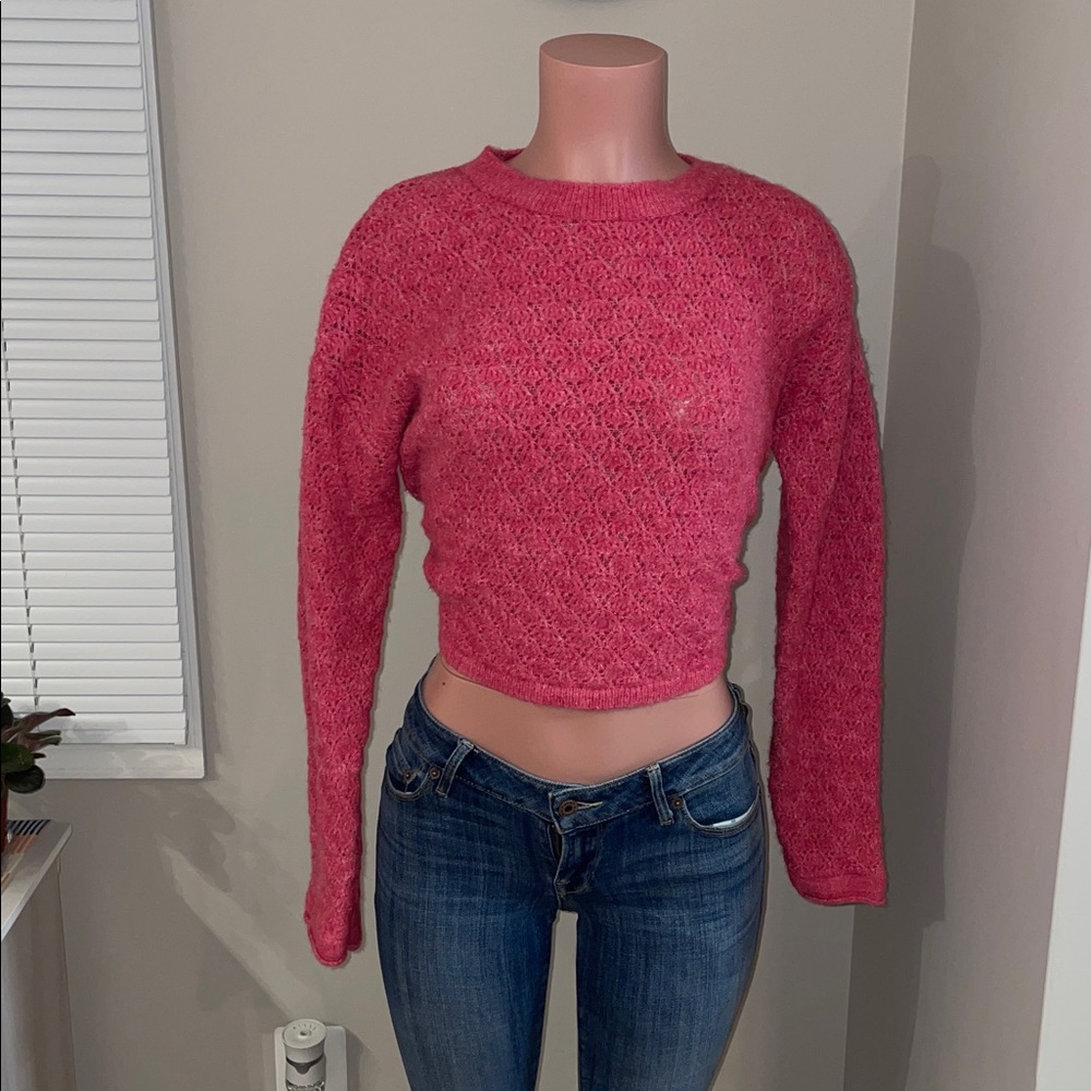 Zara Cropped Knit Tie Back Cropped Sweater Size Medium